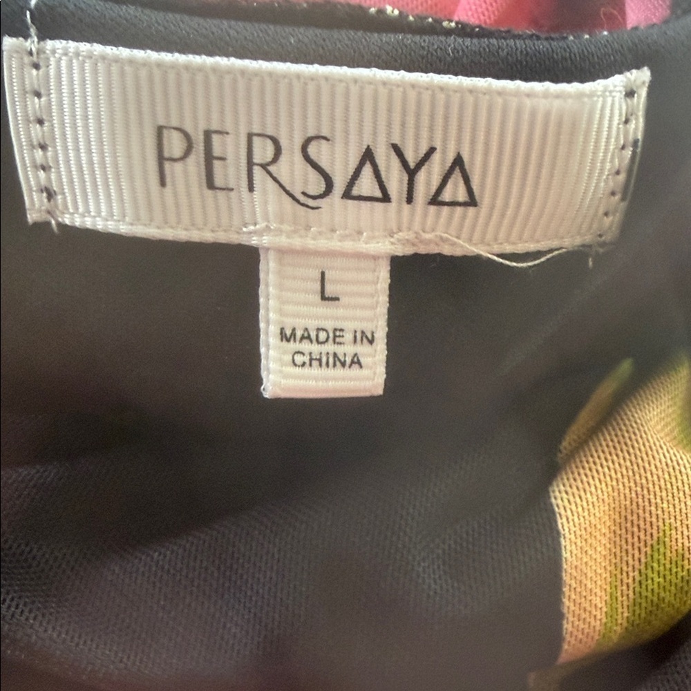 Persaya Black and Pink Floral Print Adjustable Strap Mesh Maxi Dress NWT - Picture 8 of 14